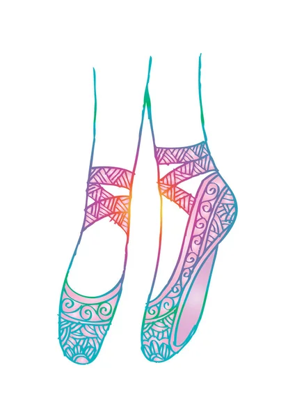 Нога Взуття Молодої Ілюстрації Балерини Малюнок Рук — стоковий вектор