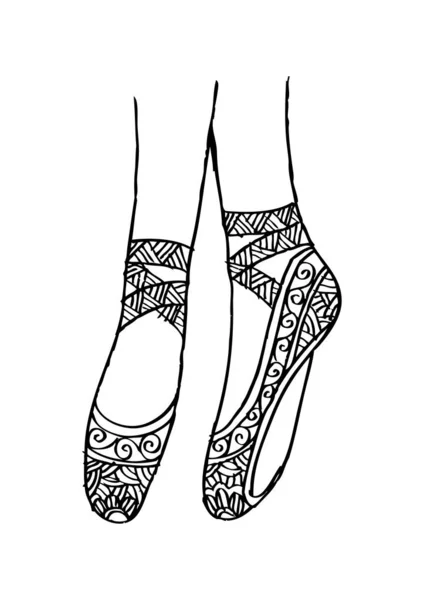 Nohy Boty Ilustrace Mladé Tanečnice Ruční Kresba — Stockový vektor