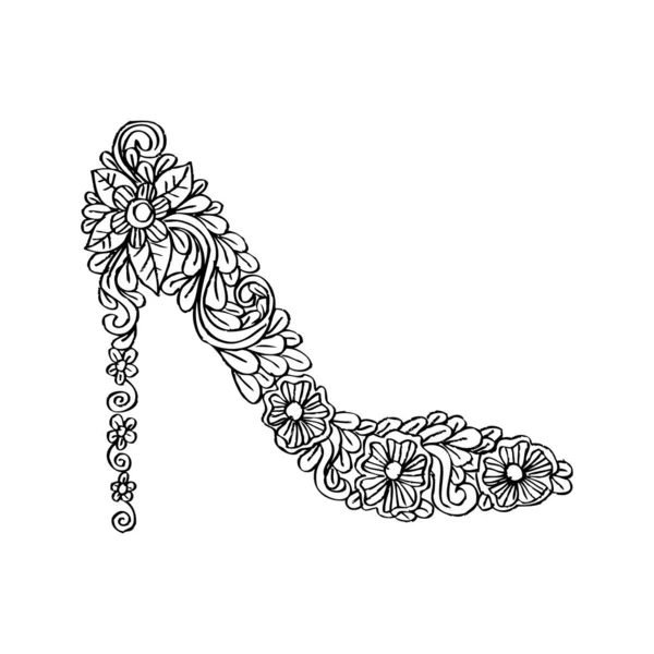 Zapatos Tacón Alto Decorado Con Flores — Vector de stock