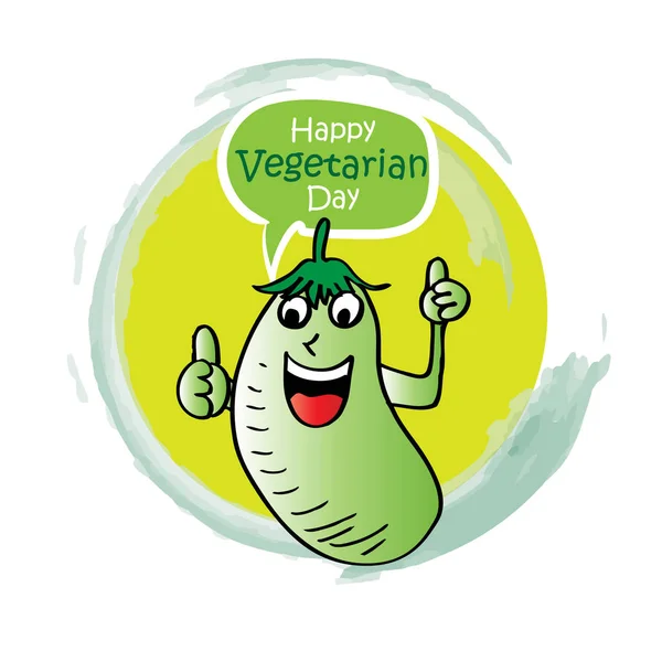 Affiche Journée Mondiale Des Végétariens Avec Personnages Dessins Animés — Image vectorielle