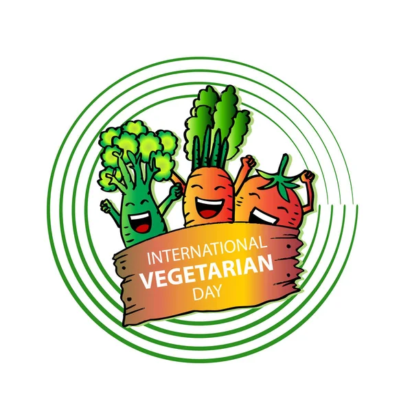 Concepto Del Día Vegetariano Internacional Octubre — Vector de stock
