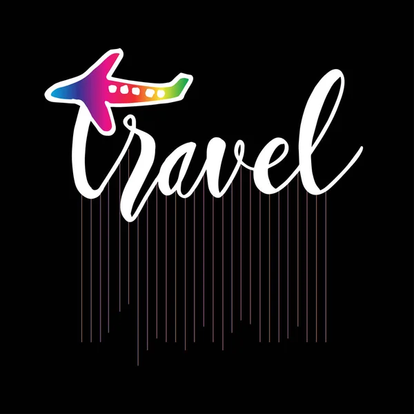 Travel Card Hand Drawn Lettering Poster Logo — Stock Vector