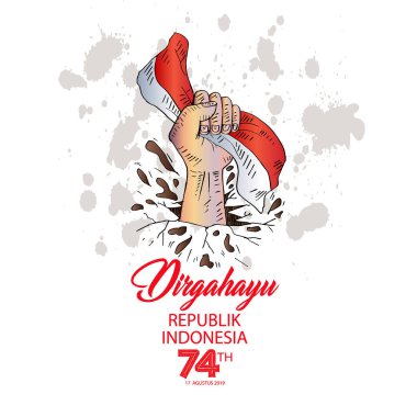 Indonesia Happy Independence Day greeting card. August 17 clipart