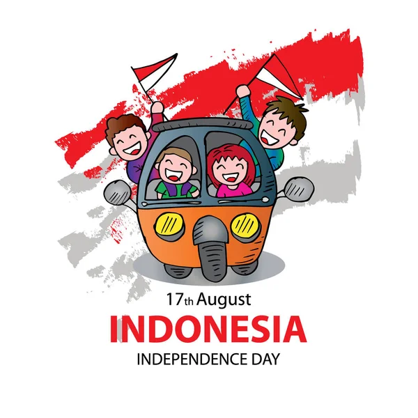 Unabhängigkeitstag Indonesiens August Grußkarte — Stockvektor