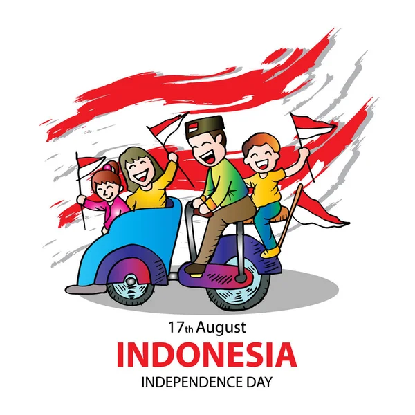 Dzień Niepodległości Indonezji Sierpnia Kartki Okolicznościowe — Wektor stockowy