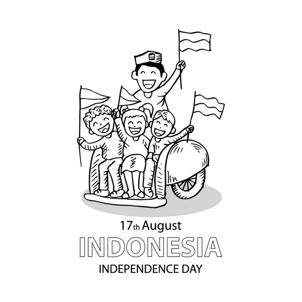 Indonesia Independence Day 17Th August Coloring Book — Stock Vector