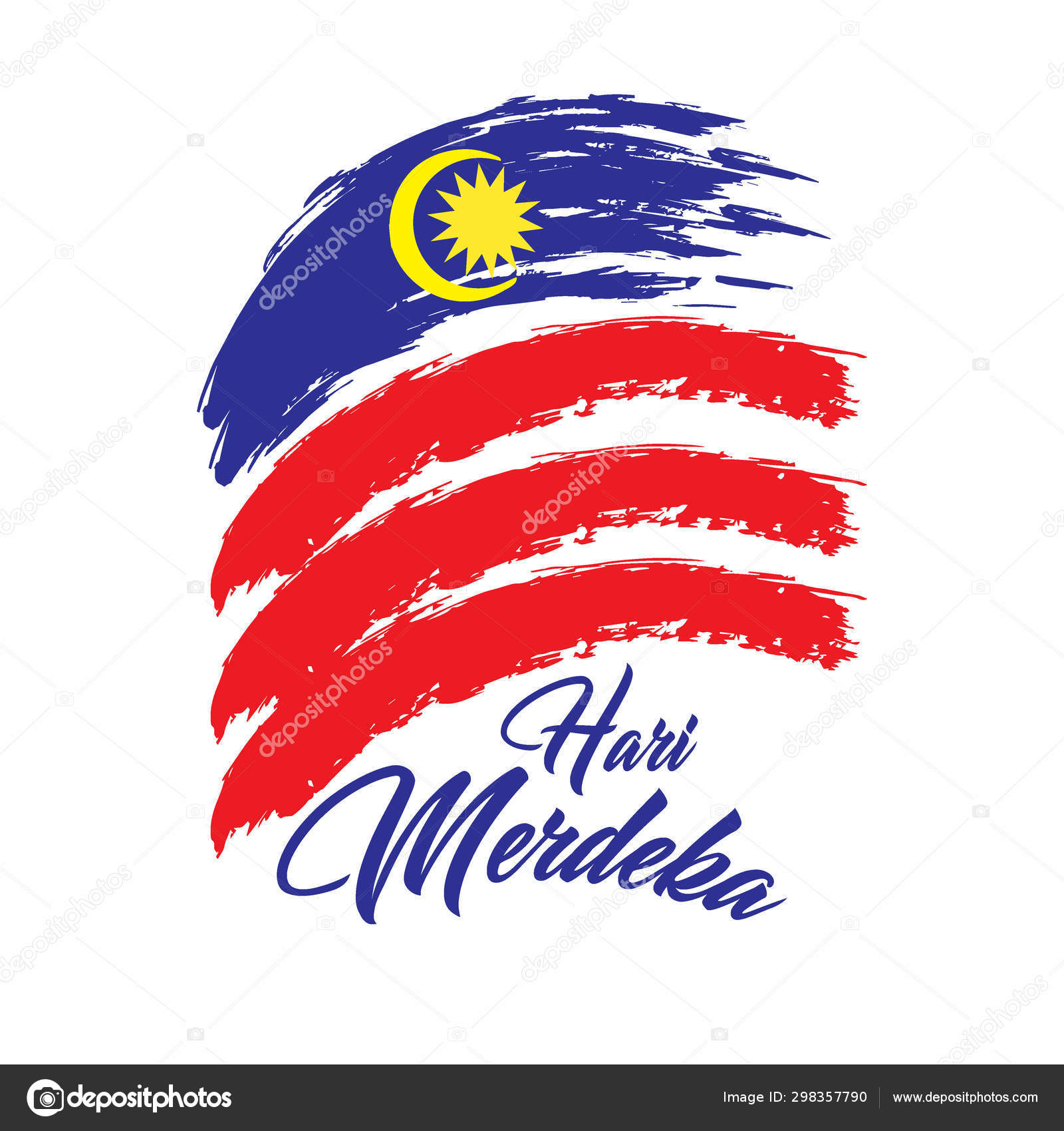Hari Merdeka Happy Independence Day Malay Malaysia Independence Day August Stock Vector Image C Handini 298357790