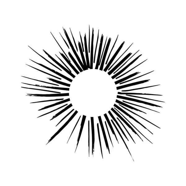 Monochrome Doodle Sunburst Illustration Sunburst Element Sun Rays — Stock Vector
