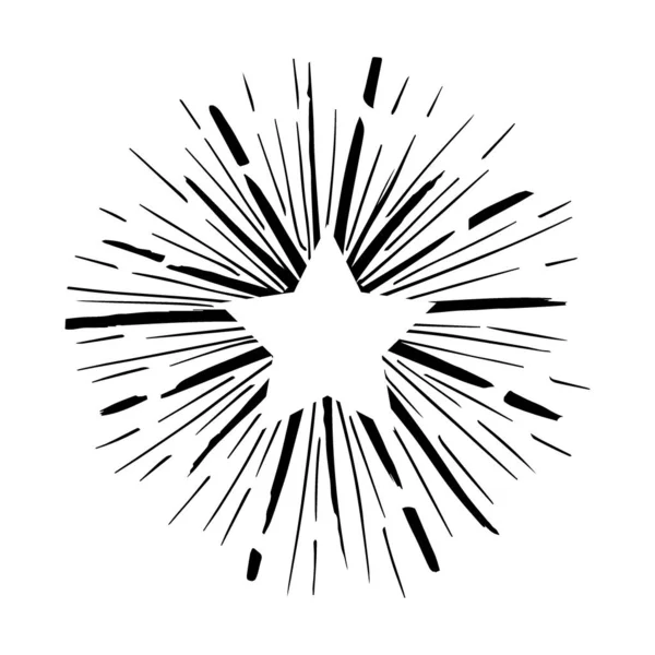 Monochrome Doodle Starburst Illustration — Stock Vector