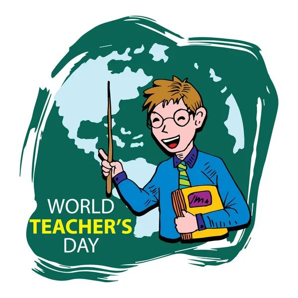Manifesto Della Giornata Mondiale Degli Insegnanti Ottobre — Vettoriale Stock