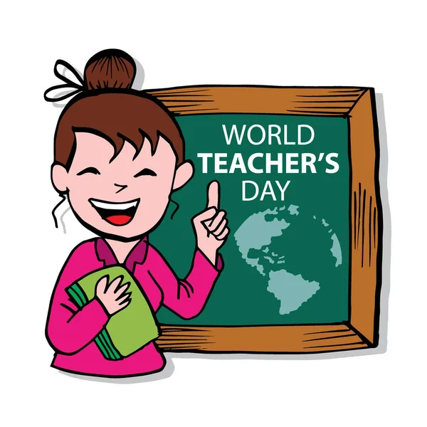 Plakát Světový Den Učitelů Října — Stockový vektor