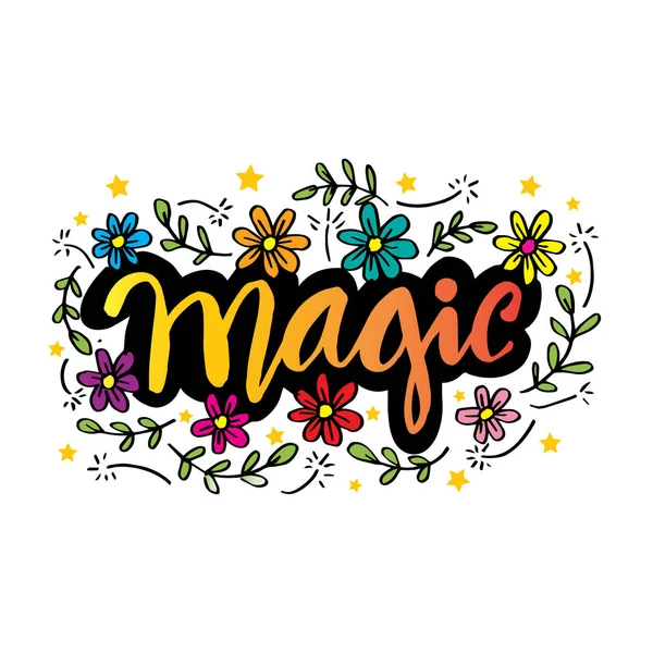 Lettrage Main Magique Avec Floral — Image vectorielle