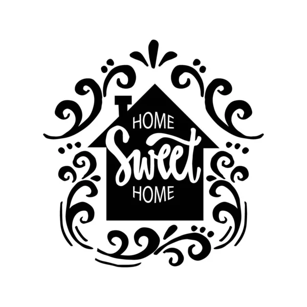 Home Sweet Home Postkarte Illustration Zum Handzeichnen — Stockvektor