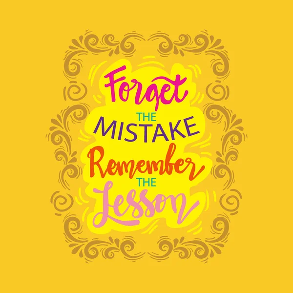 Oubliez Erreur Souvenez Vous Leçon Citation Motivationnelle — Image vectorielle
