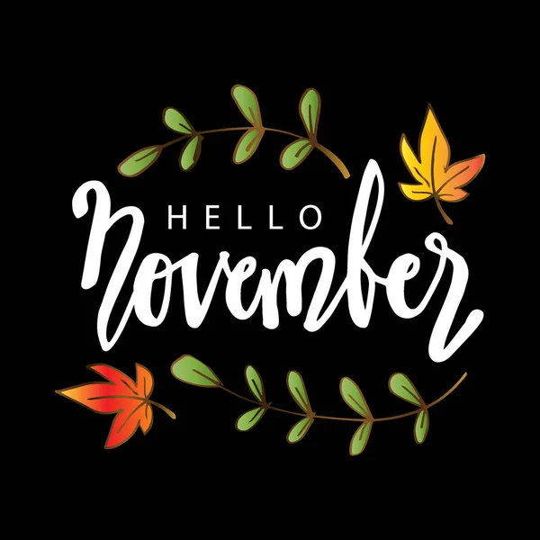 Hello November Leping Плакат Открытка Открытка — стоковый вектор