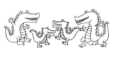 Tatlı timsah çizgi film ailesi. 