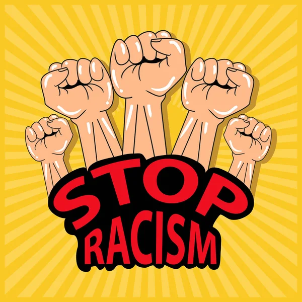Parar Concepto Racismo Mano Puño — Vector de stock