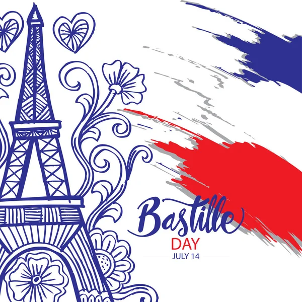 Joyeuse Fête Bastille Juillet Carte Voeux — Image vectorielle