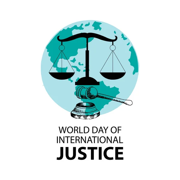 Giornata Mondiale Concetto Poster Sulla Giustizia Internazionale — Vettoriale Stock