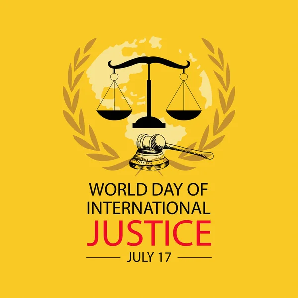 Giornata Mondiale Concetto Poster Sulla Giustizia Internazionale — Vettoriale Stock