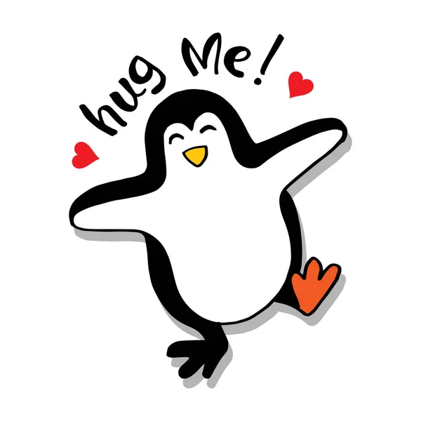 Embrasse Moi Mignon Pingouin Dessin Animé Pour Les Enfants Conception — Image vectorielle
