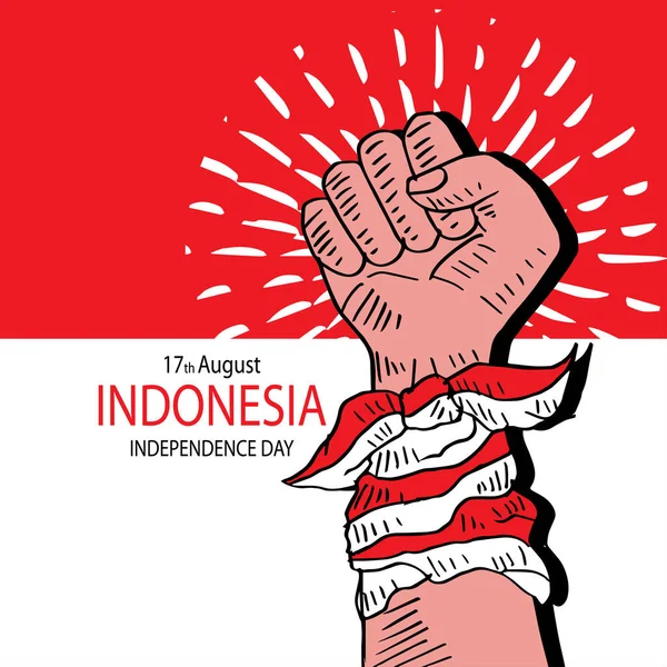 Indonesia Happy Independence Day Biglietto Auguri Agosto — Vettoriale Stock