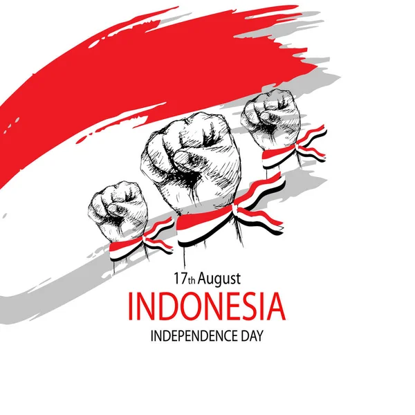 Carte Vœux Jour Indépendance Indonésie Août — Image vectorielle