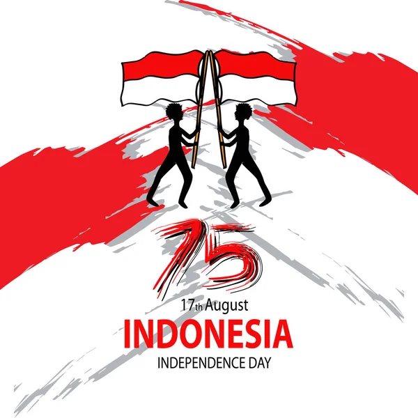 Years Indonesia Independence Day Greeting Card — Stock Vector