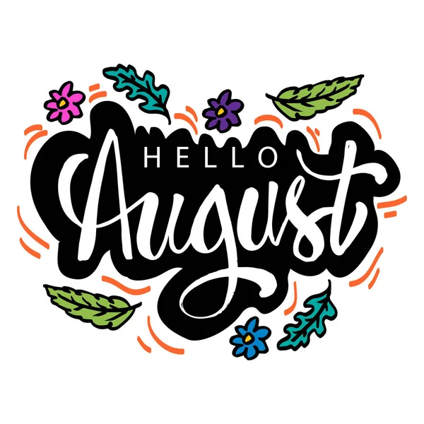 Helló Augusztusi Kézírás Üdvözlőlap — Stock Vector