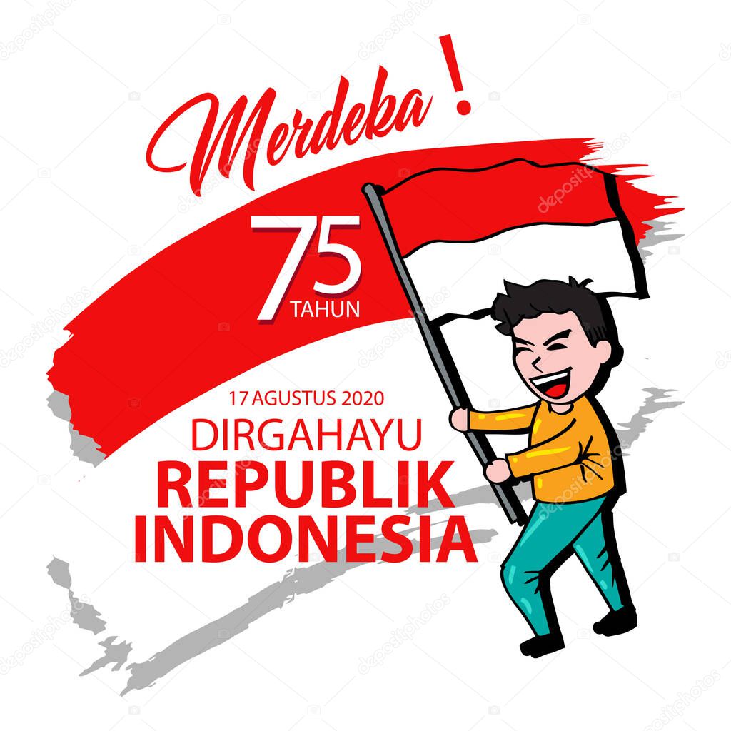 Dirgahayu  Indonesia - Long Live Indonesia. Indonesian Independence Day concept.17 August. Greeting card.