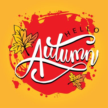  Merhaba sonbahar el yazısı. Tebrik kartı.