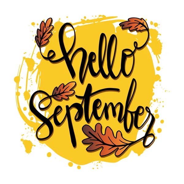 Hallo September Handschrift Kalligrafie — Stockvector