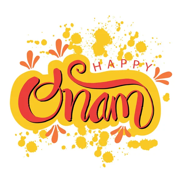 Happy Onam Χέρι Γράμματα Καλλιγραφία — Διανυσματικό Αρχείο