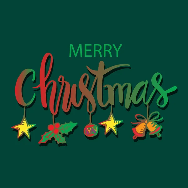Merry Christmas Hand Lettering Isolated — Stock Vector