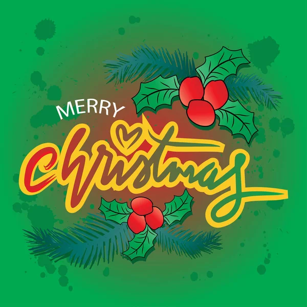 Feliz Natal Mão Lettering Caligrafia — Vetor de Stock