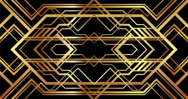 Altın retro süslemeli Art Deco afişi. Gatsby tarzında yatay arkaplan.