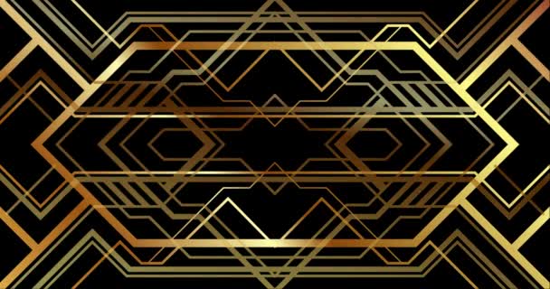 금빛 gatsby 장식품으로 장식된 아트 데코 깃발. 역방향으로 수평적 인 배경이에요. 회전하는 애니메이션. — 비디오