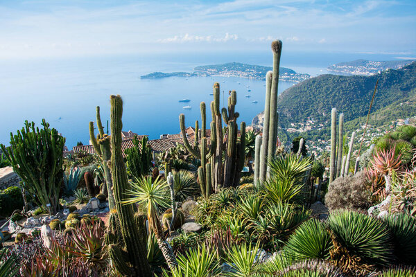 View of French Riviera from Eze village botanical garden