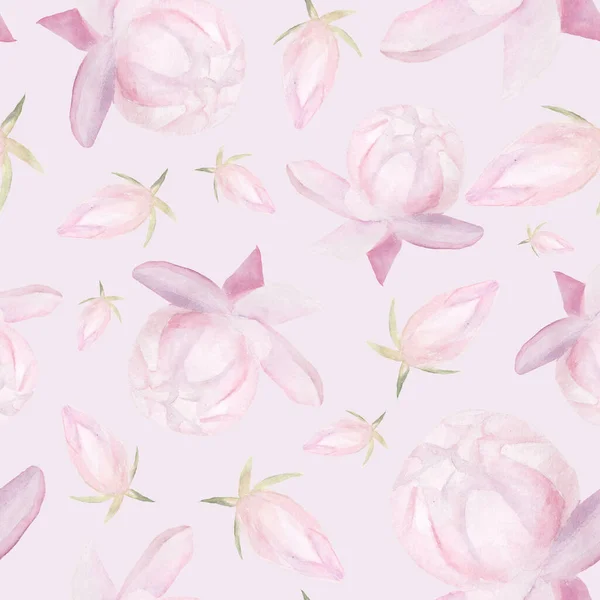 Pink Roses Seamless Pattern Seamless Pattern Lilies Seamless Pattern Pink — Stock Photo, Image