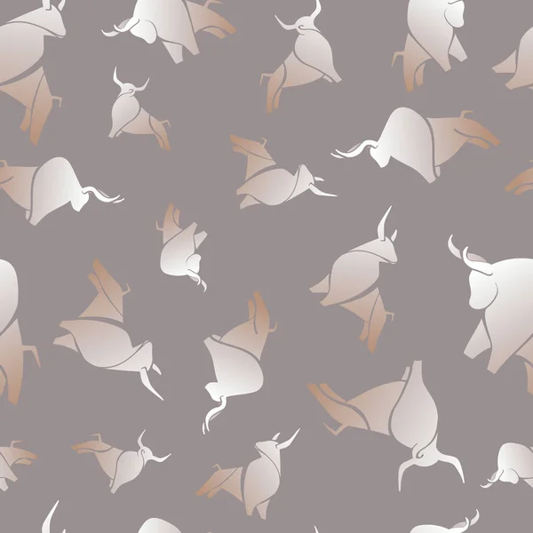 seamless pattern with bulls, bronze bulls