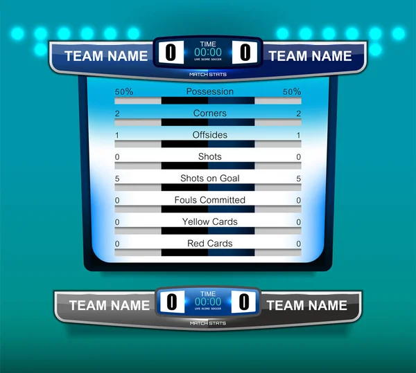 Anzeigetafel Übertragung Grafik Und Untere Drittel Vorlage Für Sport Fußball — Stockvektor