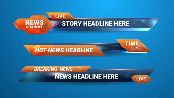 Televizyon, Video ve Medya Kanalı için Yayın Haberleri Alt Üçte Banner Grafik seti
