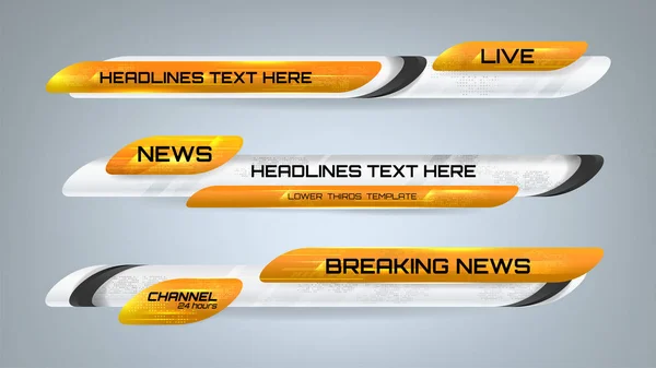 Graphic Set Broadcast News Lower Thirds Banner Television Video Media — Stock Vector