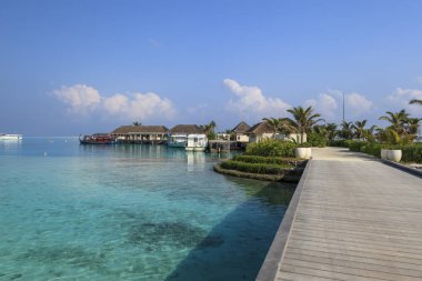 Maldivler, 23 Mart 2017: Holiday Inn Resort Kandooma Maldives.Beautiful deniz manzarası. Dinlenmek için bir yer