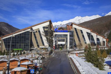 Krasnaya Polyana, Sochi, Rusya Federasyonu-07 Aralık 2017: Gazprom Galaktika Center'da Krasnaya Polyana iç fütüristik iç