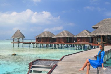 Fiihalhohi Island Resort, Maldivler - 21 Mart 2017: Fihalhohi Island Resort; Cennet dinlenme. Güzel deniz manzarası. Dinlenmek için bir yer