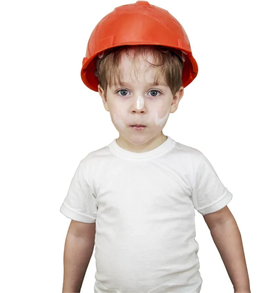 Αγόρι Ένας Εργαζόμενος Κατασκευής Του Κράνους Εργαλεία Για Στόκος Φόντο — Φωτογραφία Αρχείου