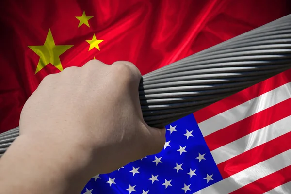 Concept Applying Two Countries Usa China Flag Usa Flag China — Stock Photo, Image