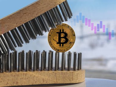 Bitcoin, finans kavramı: finansal dünya ekonomisinin tuzağına bitcoin.