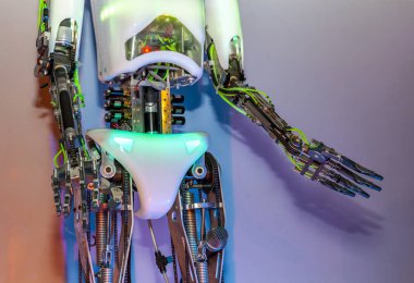 Moskova, Rusya - 11 Şubat 2018: Sergi sergi Robotik ve ulusal ekonominin başarılarının. Robot cyborg gövde tasarımı